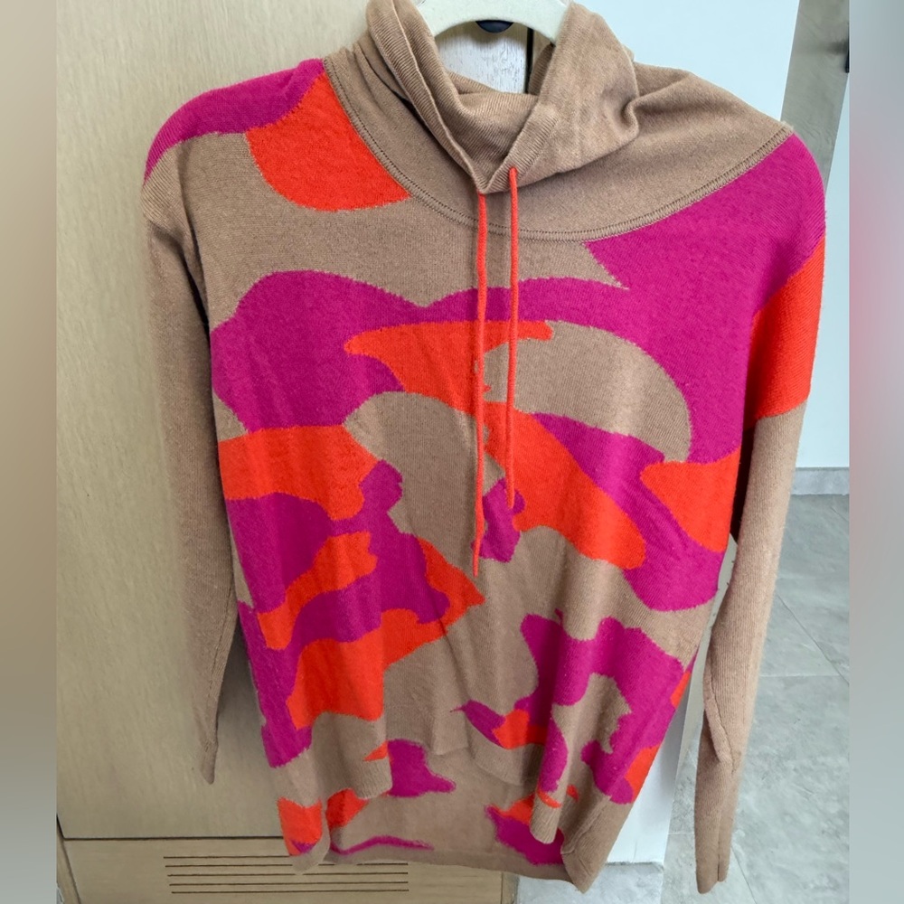 100% Cashmere Colorful Camouflage Hoodie size S